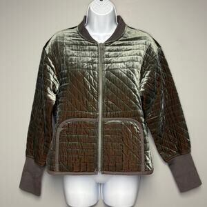 Hei Hei x Anthropologie Iridescent Quilted Velvet Bomber Jacket Womens Sz S